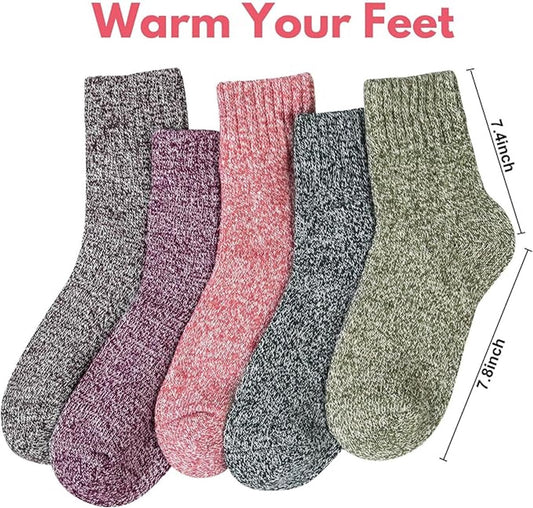 5-pair women's winter socks - extra thick and comfortable winter socks - knitted socks - warm and fun knitted V1188-MS101-00903-1