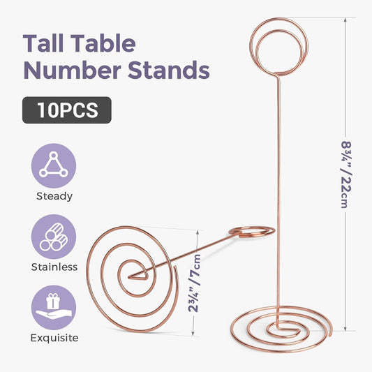 Table number holders 10-piece - 8.75 inch, rose gold, for parties/restaurants V1188-MS101-01054-1