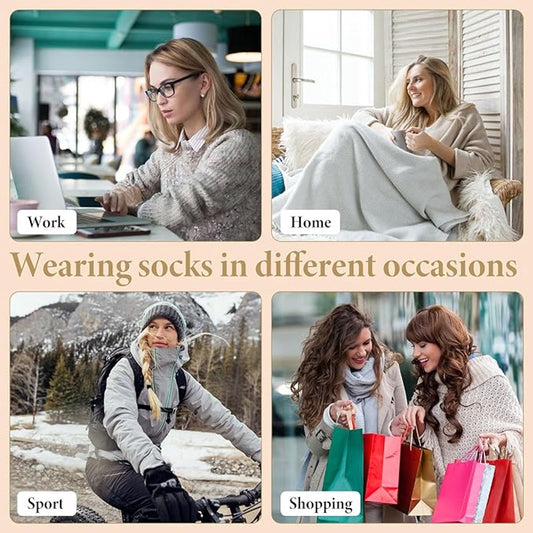 Pairs Women's Cotton Knee Socks - Moisture-Wicking - Winter Knee Socks Warm Long Boots - Seamless - Warm Knee V1188-MS101-01144-1