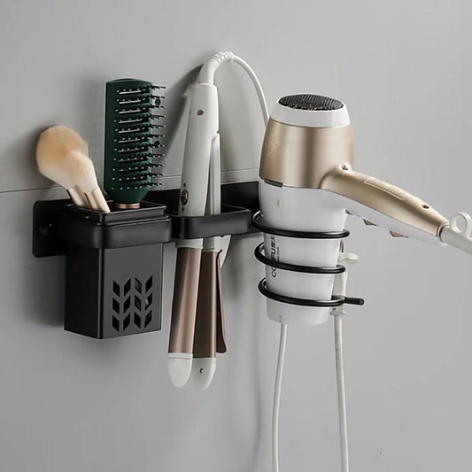 Hair Dryer Holder - With Storage Trays - Hair Dryer Holder - Hair Dryer Wall Bracket - Wall Mount - Universal V1188-MS101-01249-1