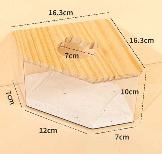 Sand Bath for Mice - Toilet Sand Bath - Dustbath for Rodents - Wooden Hamsters - Rodent Accessory Sand Bath - V1188-MS101-01301-1