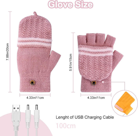Heated Gloves - USB Heated Mittens - Heated Gloves - Electric Winter Gloves - Knitted Heated Gloves - V1188-MS101-01355-1