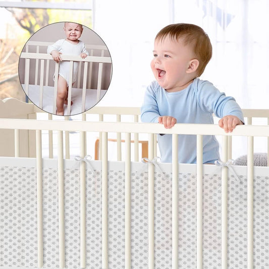Baby Crib Bumper Set - Set of 2 - Bed Bumper - Bed Side Protectors - Anti-Bump Edge - Breathable Mesh - Baby V1188-MS101-01381-1