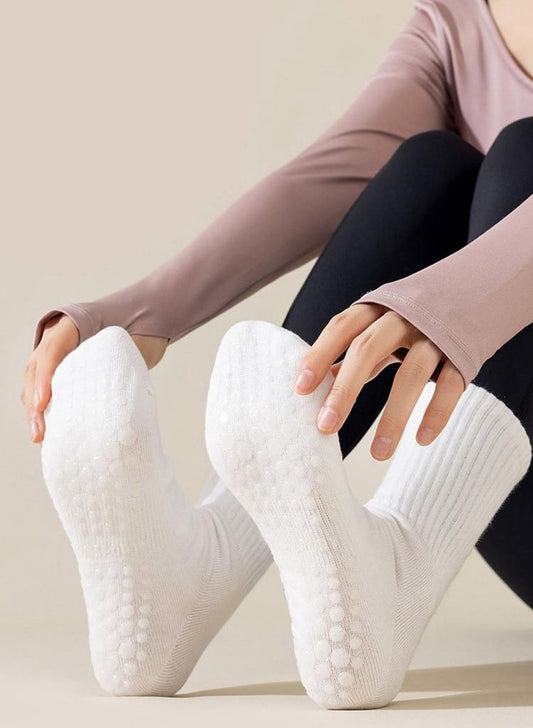 3 pairs of non-slip yoga socks for women - long Pilates socks for women - non-slip Pilates socks - spring and V1188-MS101-01408-1