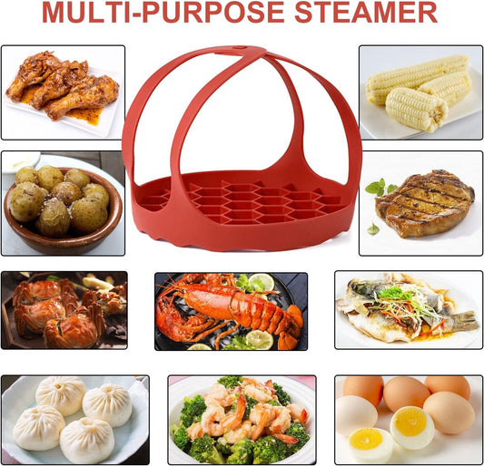 Silicone Steamer Basket (Foldable) - Rubber Baking Sling for Instant Pot 6 Qt / 8 Qt - BPA-Free - Heat V1188-MS101-01440-1