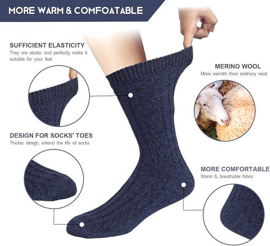 House Socks - 5 Pairs - Non-Slip Socks - Women's House Socks - Wool House Socks - Size 41-45 - Warm - Heated V1188-MS101-01456-1