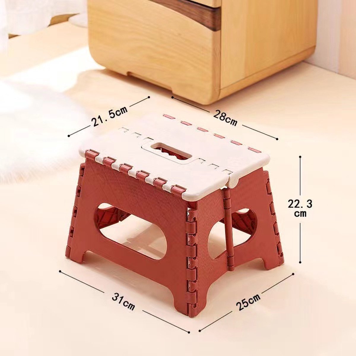 Stool - Small Stool - Step Stool Foldable - Foldable Stool - Foldable Step Stool - Up to 100 kg - 31x25 cm - V1188-MS101-01473-1