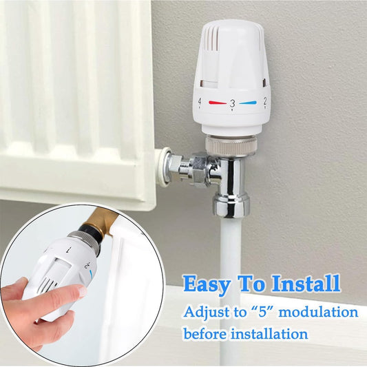 Thermostat Knob - 4 Pieces - Thermostat Head M30 - Radiator Knob M30 - White (M30 x 1.5) - Radiator V1188-MS101-01479-1