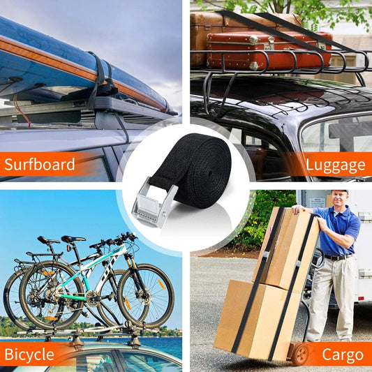 8 High Quality Tie-Down Straps - 20mm X 1m - Lashing Straps / Bicycle Tie-Down Straps with Clamp Buckle - V1188-MS101-01483-1