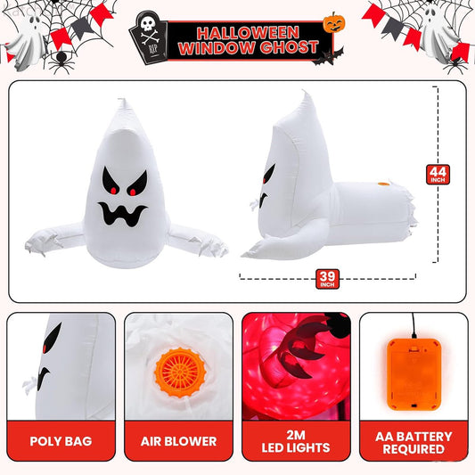 Halloween - 140cm - Mega Inflatable Flying Ghost - LED Horror Inflatable Ghost - Flying Ghost - Scary V1188-MS101-01499-1