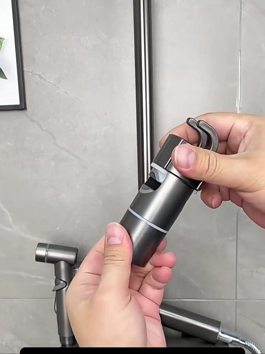 Slide Piece for Shower Rod - 18-25 mm - Hand Shower Bracket - With 2 Hooks - Chrome - Adjustable - ABS - Hand V1188-MS101-01500-1