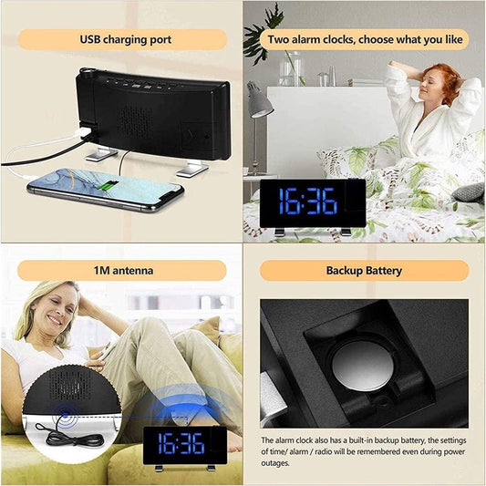 Alarm clock - radio - clock - Projection alarm clock - Digital alarm clock - Projection clock - Alarm clock V1188-MS101-01516-1