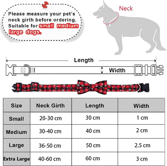 Christmas Dog Bow Tie - Festive Dog Bow Tie - Collar with Bow - Dog Collar - Red - Checkered Bowtie - V1188-MS101-01518-1