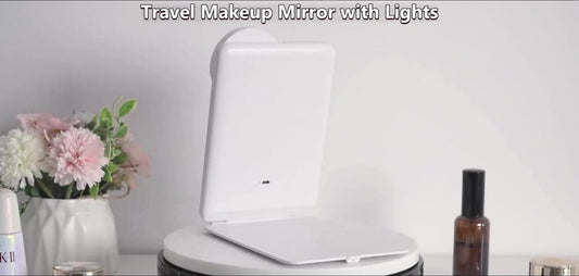 Rechargeable travel makeup mirror with lighting - 10x magnification - portable illuminated makeup mirror - 80 V1188-MS101-01527-1