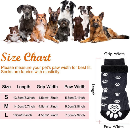 Size S 13.5 x 4.5 x 5.5cm - 2 Pairs Pet Socks - Non-Slip Dog Socks - Breathable - Adjustable - Dog Shoes Paw V1188-MS101-01541-1