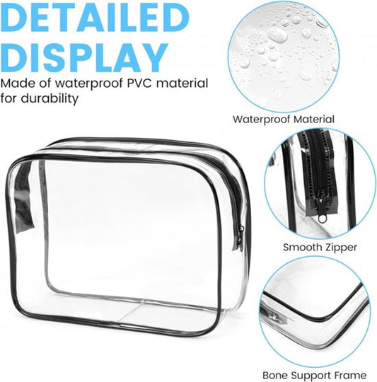 Transparent Travel Toiletry Bag Set - 3 Pieces - Toiletries Travel Bag - Makeup Bag - Makeup Pouches - Travel V1188-MS101-01580-1