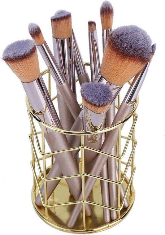 Pen Tray - Pen Holder - Pen Tray - Desk Organizer - Desk Organizer - Desk - Metal - Round - Gold - 2 Pieces V1188-MS101-01589-1
