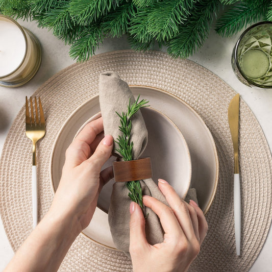 Handmade Round Wooden Napkin Rings - Set of 12 - 2.5 x 5 cm - Wooden Napkin Ring - For Paper and Cloth V1188-MS101-01627-1