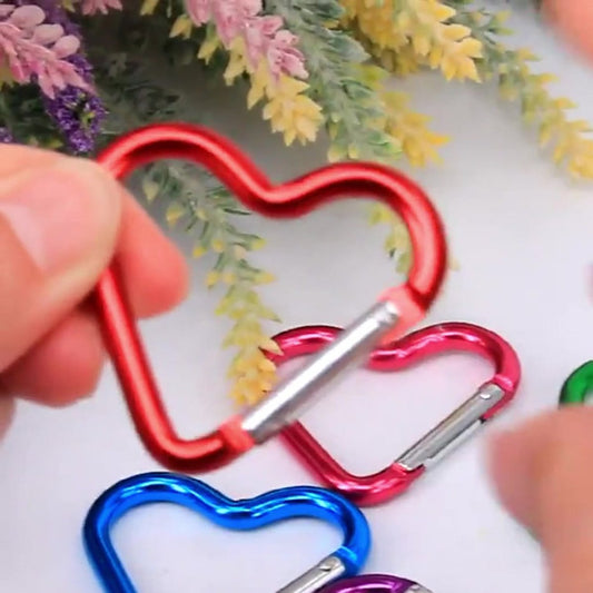 Carabiner - 12 Pieces - Metal Carabiners - Robust - Snap Hook - Aluminum - Snap Hook for Adults - Heart V1188-MS101-01651-1