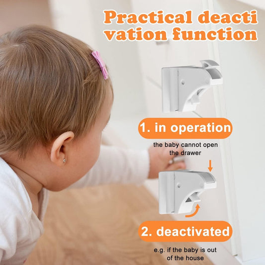 Magnetic Child Lock for Cabinets - Self-Adhesive Safety Hooks - 6 Locks and 2 Keys - Magnetic Lock - Cabinet V1188-MS101-01820-1