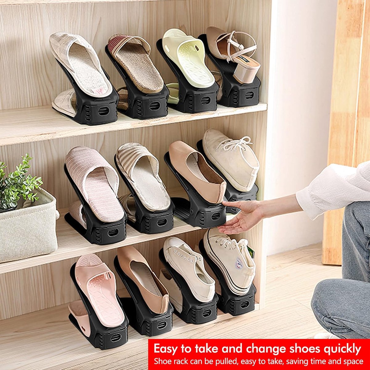 Shoe Storage System - 4 Pieces - Shoe Storage - Shoe Rack - Shoe Cabinet - Shoe Organizer - Storage System - V1188-MS101-01857-1