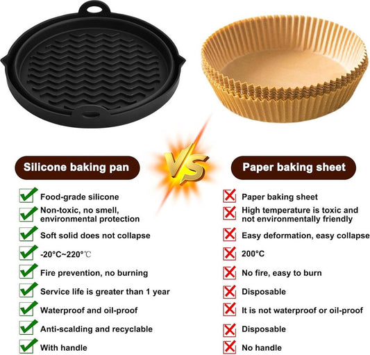 Airfryer Silicone Containers - 2 Pieces - Airfryer Accessories - Airfryer Basket - Reusable Drip Tray - BPA V1188-MS101-01889-1