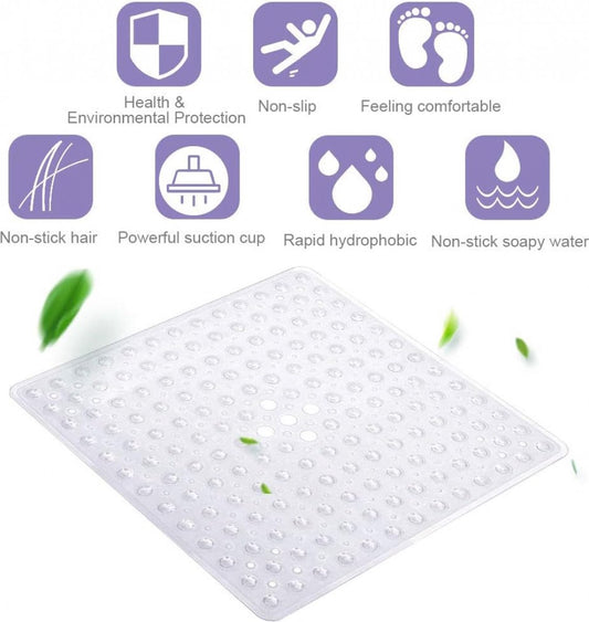 Non-Slip Shower Mat / Bath Mat Transparent With Suction Cups - 53 x 53 Cm - Non-Slip Shower Mat - Bathroom V1188-MS101-01905-1