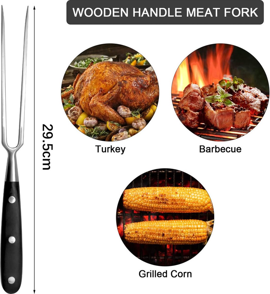 Waffle Fork - Meat Fork - Stainless Steel - Marshmallow Skewers - Serving Fork - 30 Cm - Waffle Iron V1188-MS101-01958-1