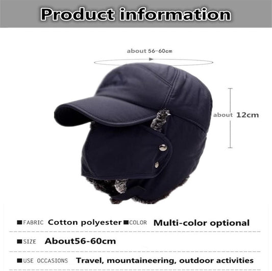 Winter Trapper Hat - Winter Hat Keeps Warm - Cotton Hat - Windproof Warm - For Snowboarding Skating Cycling - V1188-MS101-02074-1