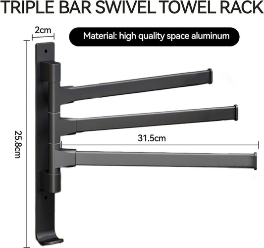 Towel Rack - 3-Arm Towel Holder - Towel Bar - Towel Rack - Towel Ladder - Towel Bar - 180 Degree Adjustable - V1188-MS101-02093-1