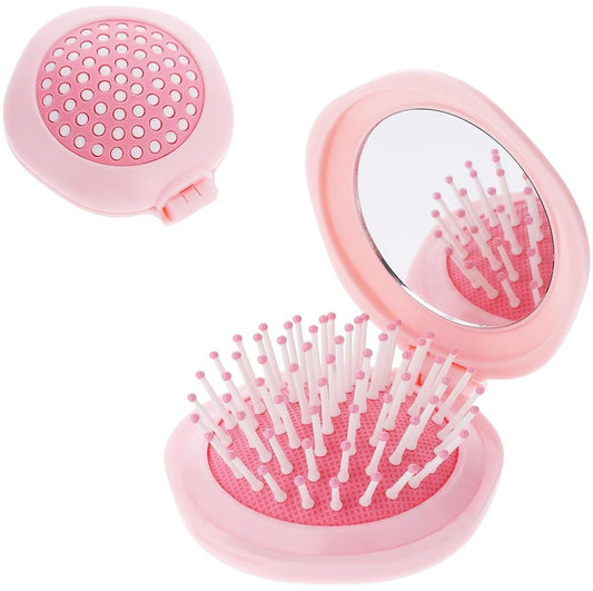 Hairbrush - Mini Hairbrush - Foldable hairbrush - with mirror - Comb - Hairdresser's Comb - styling tool - V1188-MS101-02150-1