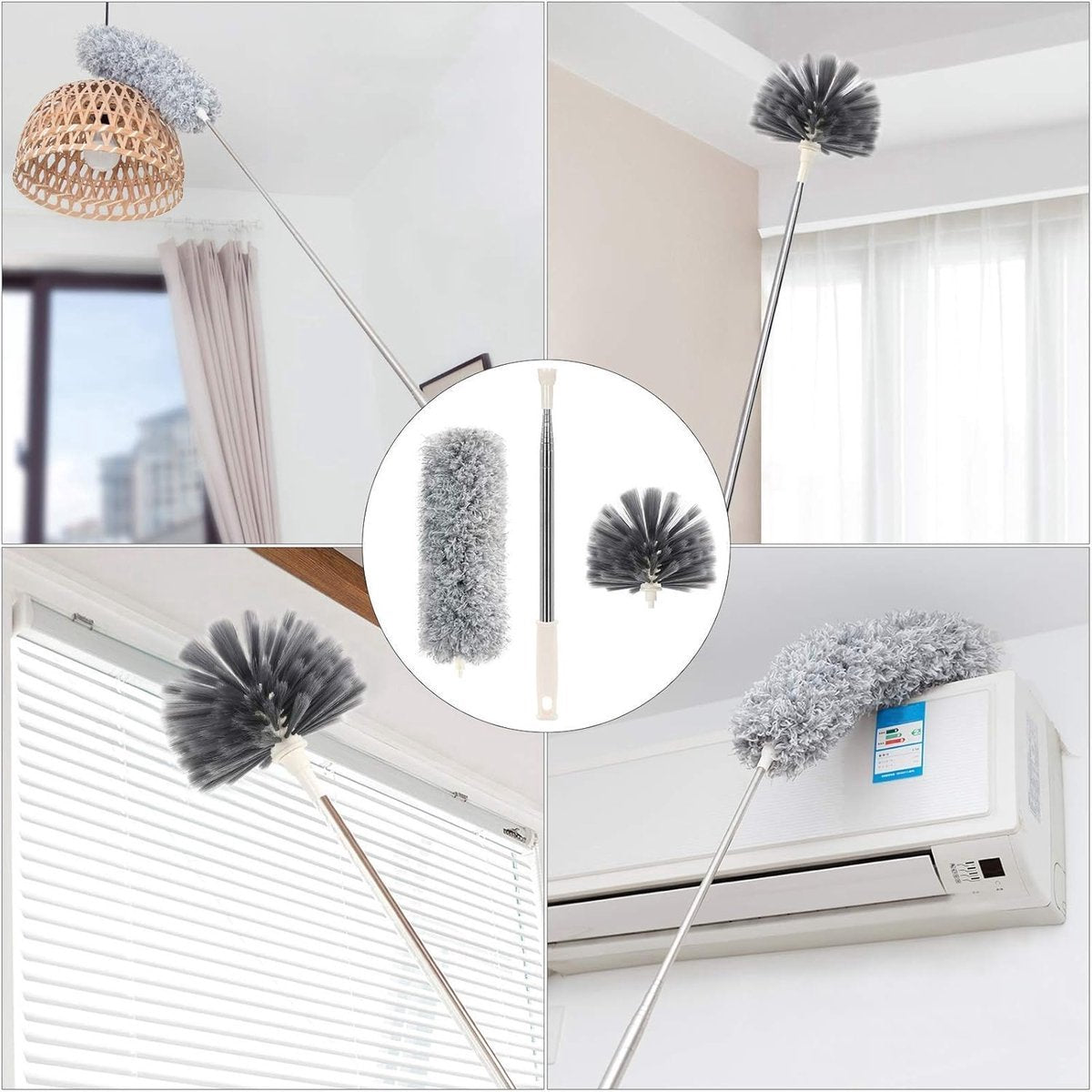 Telescopic Feather Duster Set - Feather Duster - Longest 250cm - Microfiber - Adjustable Telescopic Handle - V1188-MS101-02155-1