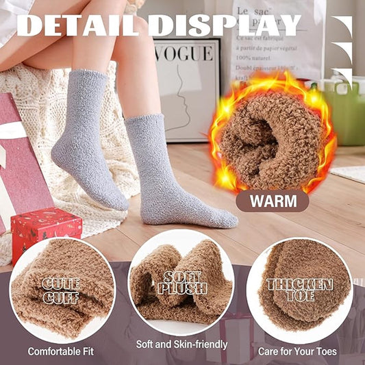 5 Pairs - socks - Warm Fuzzy Fleece Socks - Women's House Socks - Warm Winter Socks - Fluffy Socks - Sleep V1188-MS101-02239-1