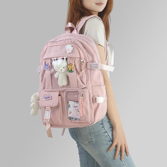 Waterproof backpack for girls - Girl's Backpack With Pin and Accessories - boys' backpack - women's backpack V1188-MS101-02242-1