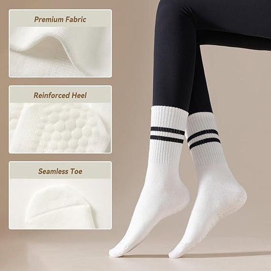 pairs - Socks - Women's high Pilates non-slip socks - Yoga Pilates Socks with Grip - Non-slip Cotton Socks - V1188-MS101-02254-1