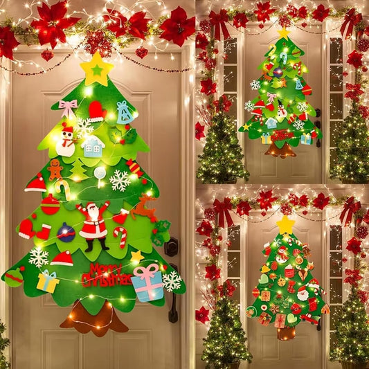 Felt Christmas tree - Christmas tree with lights - Felt Christmas tree for children incl. 32 ornaments - V1188-MS101-02259-1