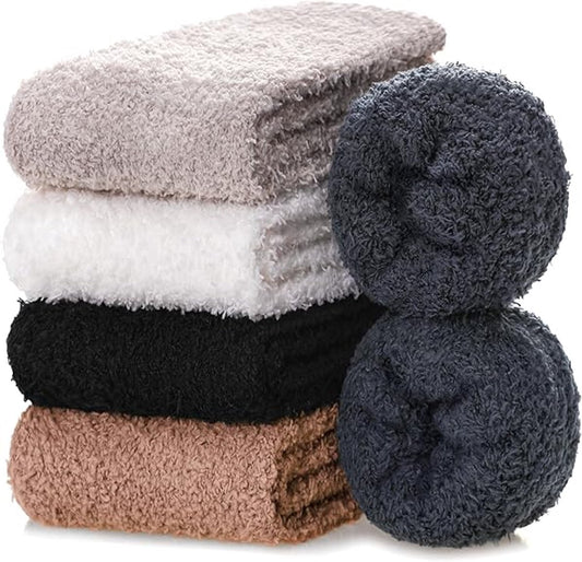 socks - 5 Pairs - Warm Fuzzy Fleece Socks - Women's House Socks - Warm Winter Socks - Fluffy Socks - Sleep V1188-MS101-02287-1