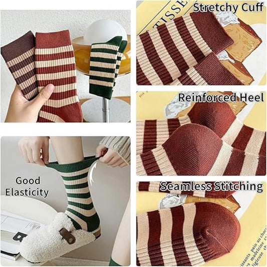 Socks - 5 Pairs of socks - Value pack women's socks Size 36/40 - Women's Socks - retro style colorful striped V1188-MS101-02326-1