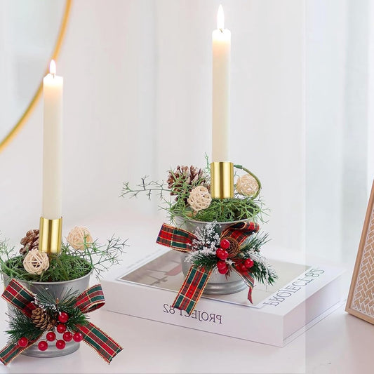 4 pieces - Candle holder - candle holder - candlestick - Christmas wreath candle holders - metal candlestick V1188-MS101-02327-1