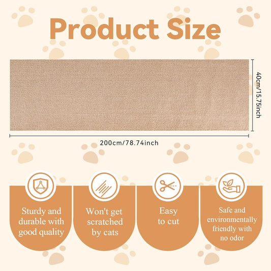Scratching Post - 40 x 200 Cm - Scratching Mat for Cats - Kitten Toy - Anti-scratch cat sofa protection V1188-MS101-02336-1