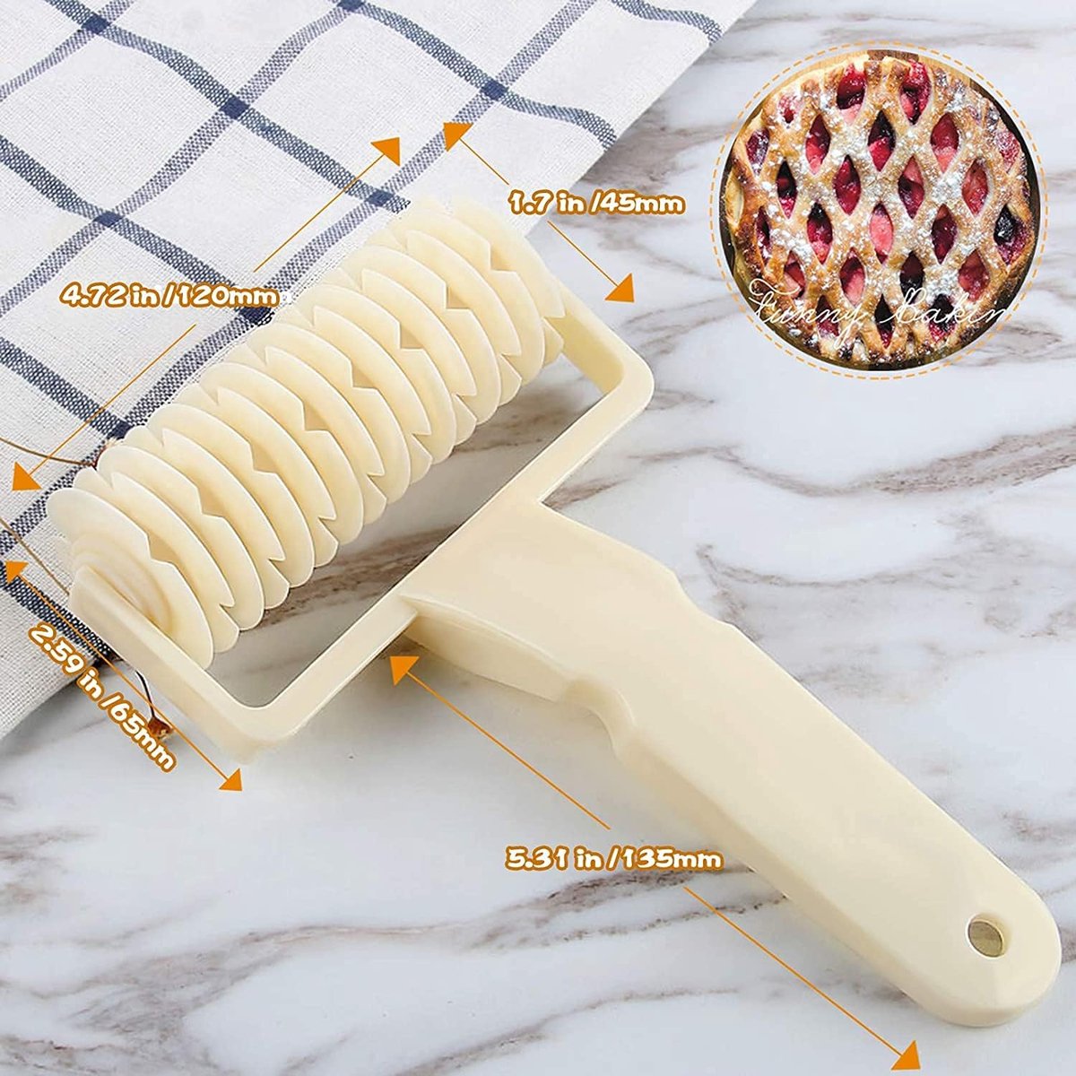 Dough cutter - Grid roller - Grid cutter - Grid cutter for rolling pins - Grid dough knife - roller cutter - V1188-MS101-02350-1