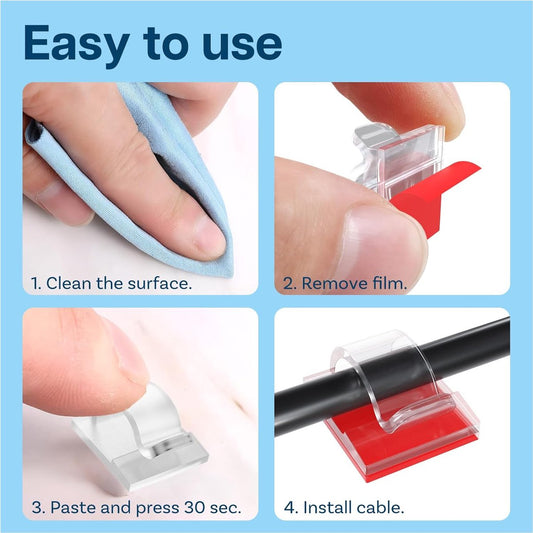 120 pieces - Cable clips - Cable holder - Cable clamp - Cord organizer - Outdoor lighting clips - transparent V1188-MS101-02359-1