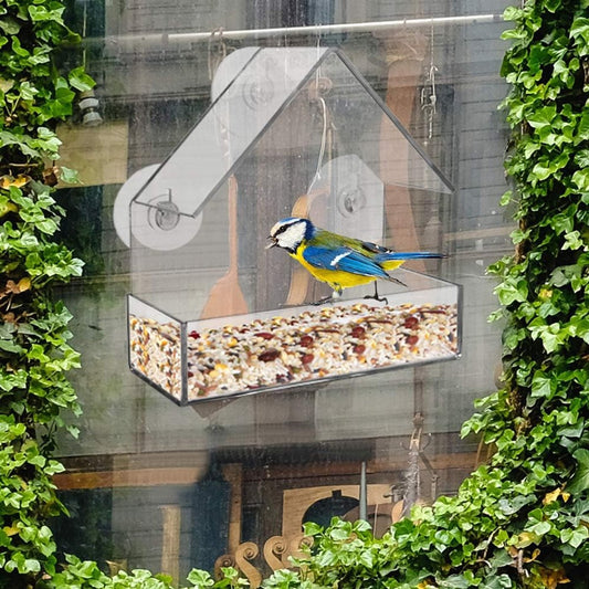 Window Bird Feeder - 2 Pieces Hanging Birdhouse - bird feeder - Transparent with Suction Cup - Transparent V1188-MS101-02424-1