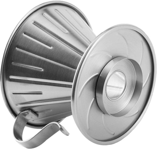 Pour Over Coffee Dripper - Stainless Steel Metal - Reusable - Cone Coffee Filter - Slow Brew Accessories for V1188-MS101-02479-1