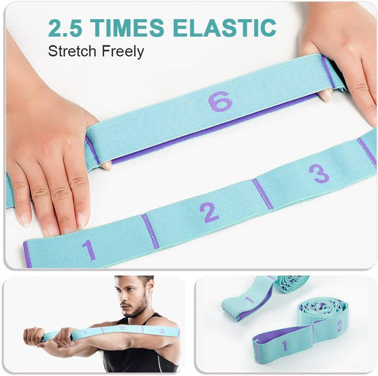125*4 cm - Yoga resistance band - Yoga stretch band - Yoga exercise band - Stretch band - with 11 rings - V1188-MS101-02490-1