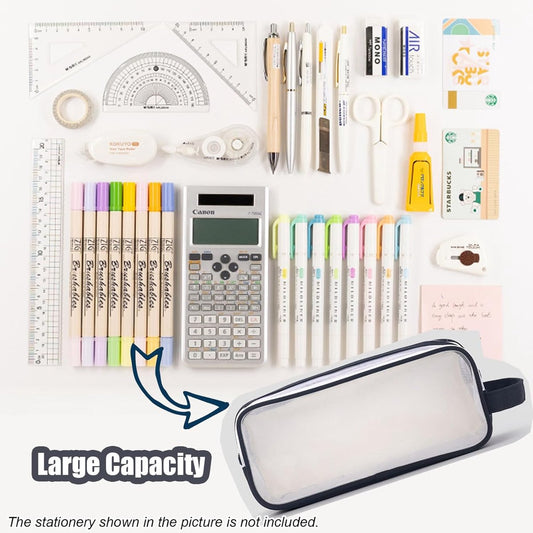 Transparent pencil case - transparent black - teen pencil case - large case for school and office - adult V1188-MS101-02512-1