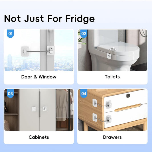 2-Pack Refrigerator Locks - with Keys - for Children, Toddlers, and Adults - Self-Adhesive Refrigerator Lock V1188-MS101-02520-1