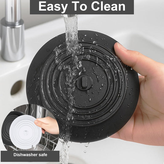 Drain Stopper - 3 Pieces - 15 cm Diameter - White, Grey and Black - Drain Plug - Universal Sink Stopper - V1188-MS101-02541-1