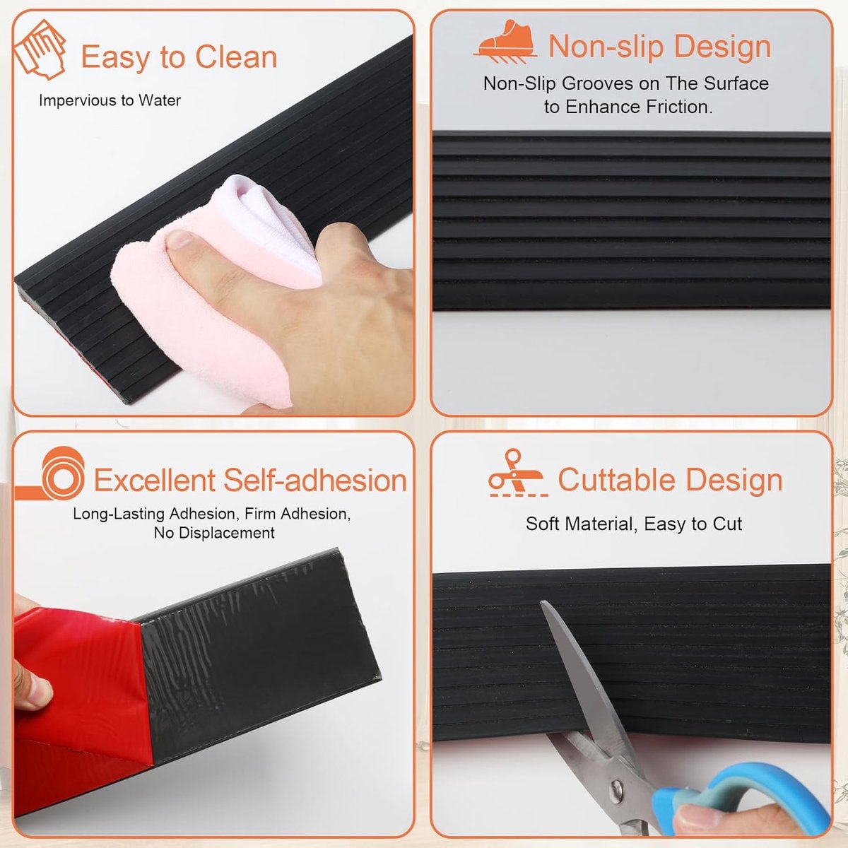 Threshold ramp - 1 m*10mm*50mm - Rubber threshold aid - Threshold ramps - Drive-up ramp - Threshold ramps for V1188-MS101-02547-1