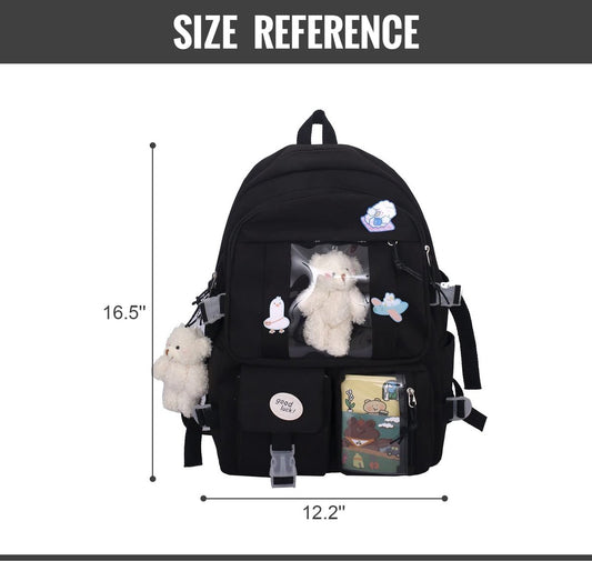 Waterproof backpack for girls - Girl's Backpack With Pin and Accessories - boys' backpack - women's backpack V1188-MS101-02605-1